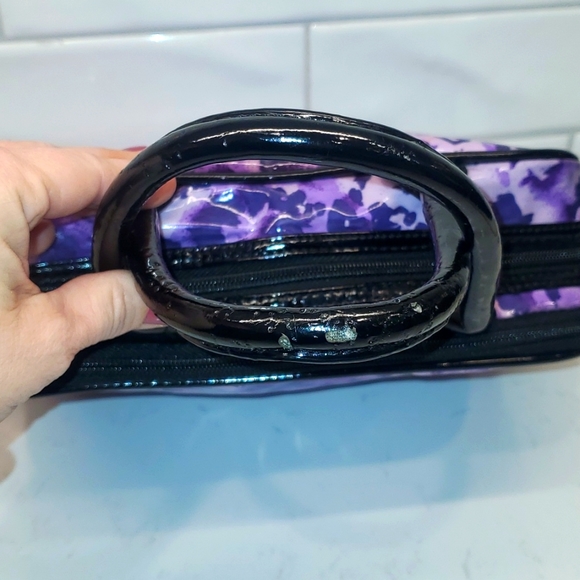 (1270) Betsy Johnson 9x3 purple and black PVC purse/makeup bag. - Picture 5 of 10
